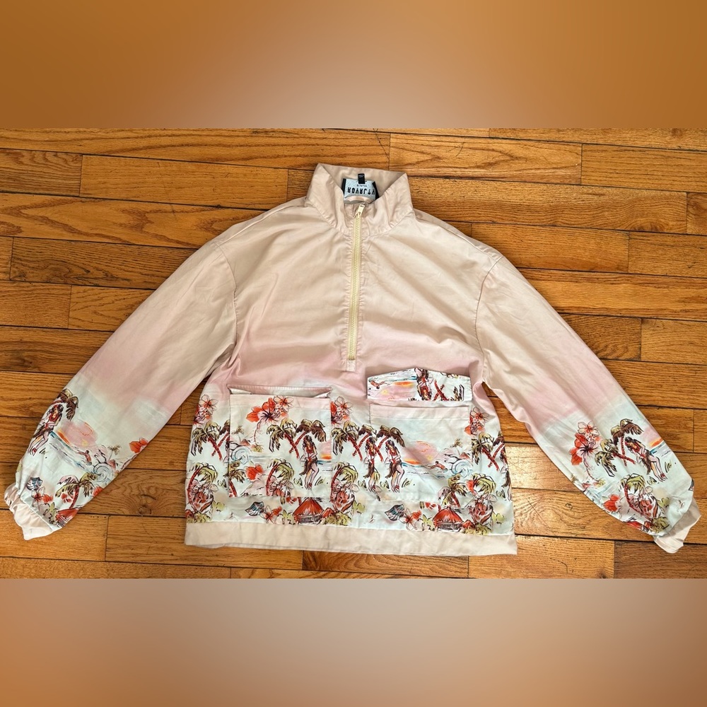 Men pink mid zip shirt sz(M)